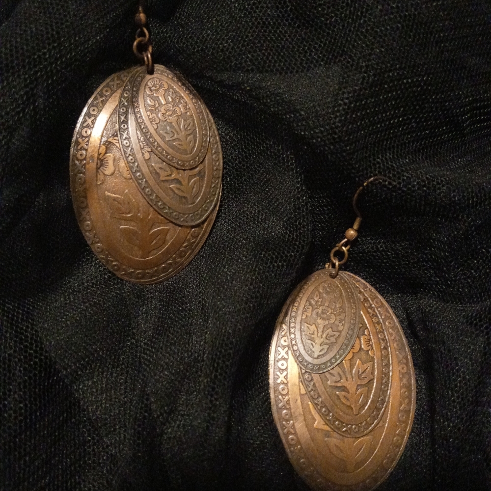 Vintage Navajo Earrings Copper Multi Dangle